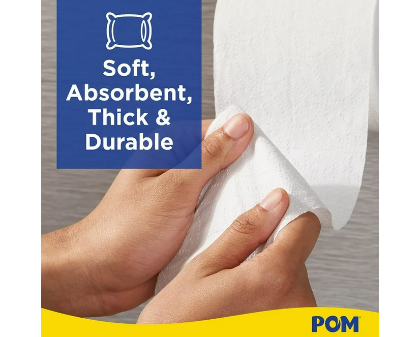 POM 2-Ply Toilet Paper 45 Rolls, 473 Sheets/Roll Bulk Bathroom Tissue