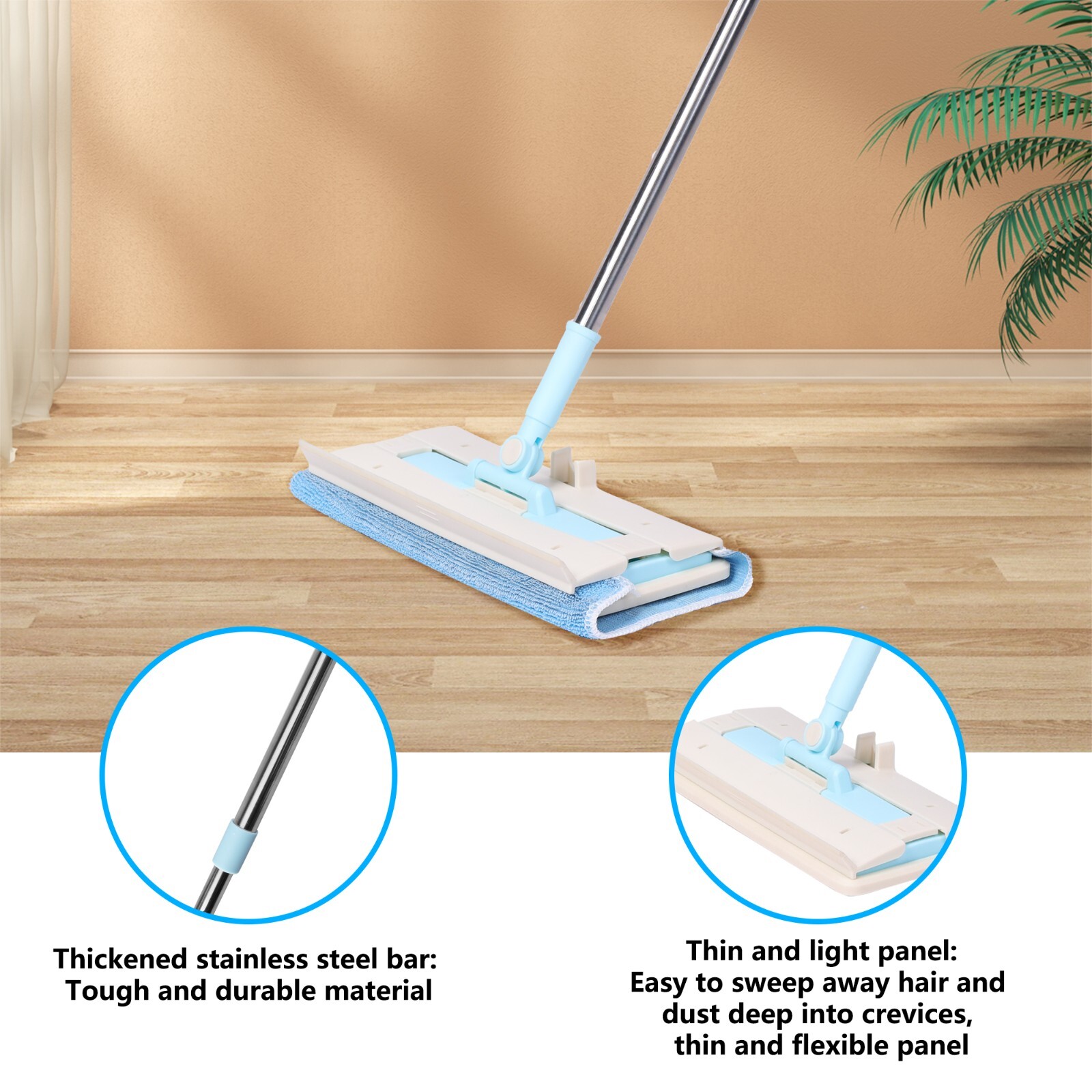 Multifunct Stretchable Dust Mop Microfiber Mop for Floor Wall Cleaning Dry Damp