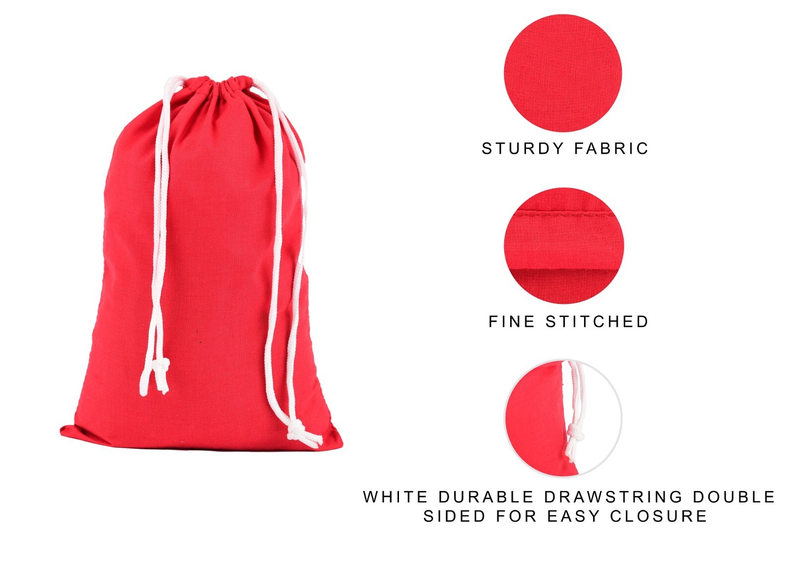 Red Cotton Reusable Produce Muslin Bags –Multipurpose Christmas Holiday Bag Sack