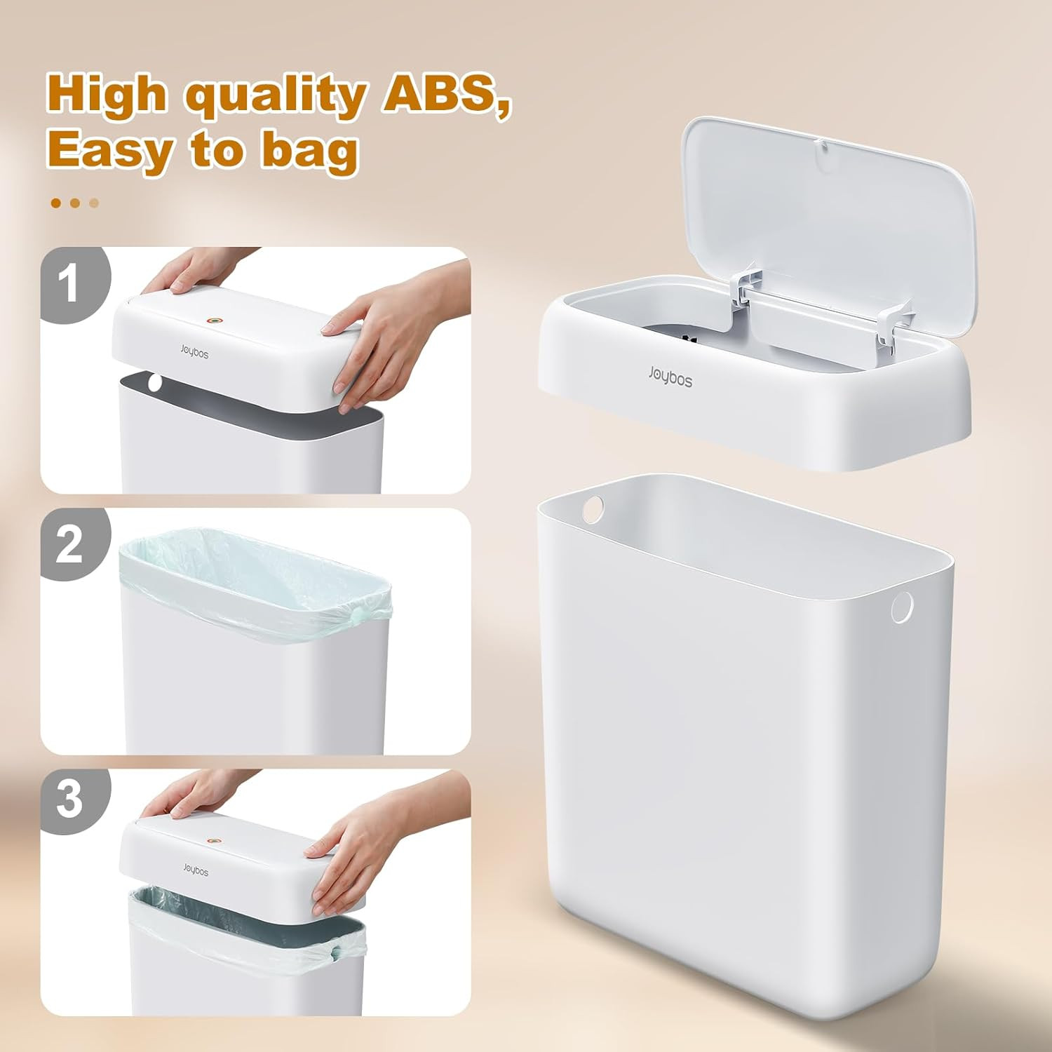 2 Pack Bathroom Trash Can with Lid, 3 Gal/12 L & 2.7 Gal/10L Garbage