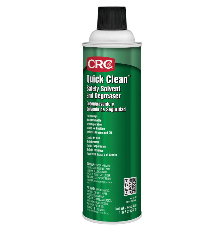 CRC Quick Clean Safety Solvent And Degreaser 03180 – 19 WT OZ, Clear, Aerosol