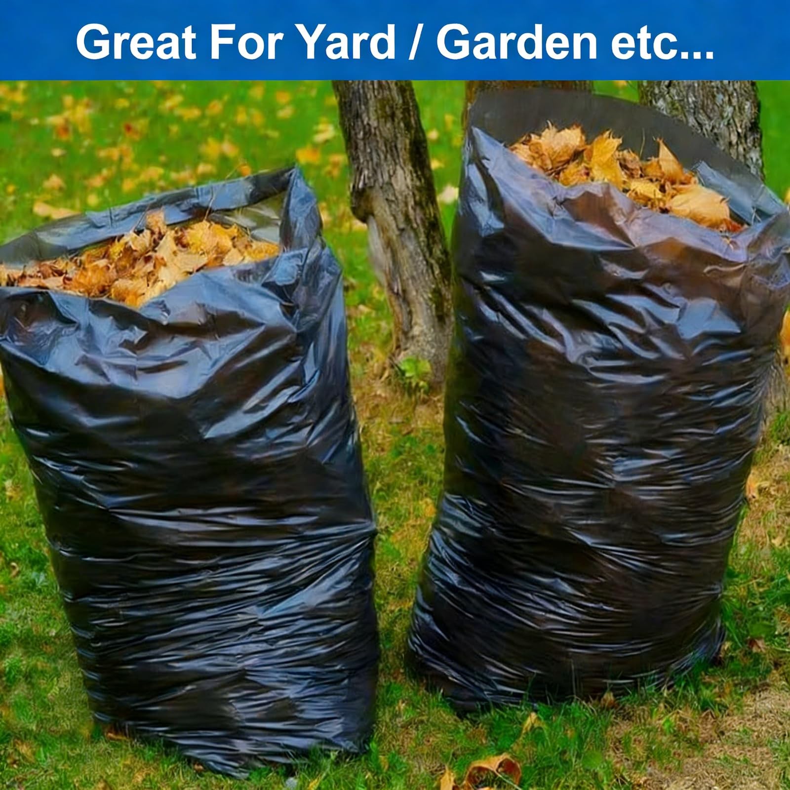 55 Gallon Trash Bag, 66 Count Garbage Trash Bags, 2.0 Mil Heavy Duty 40 x 47″…