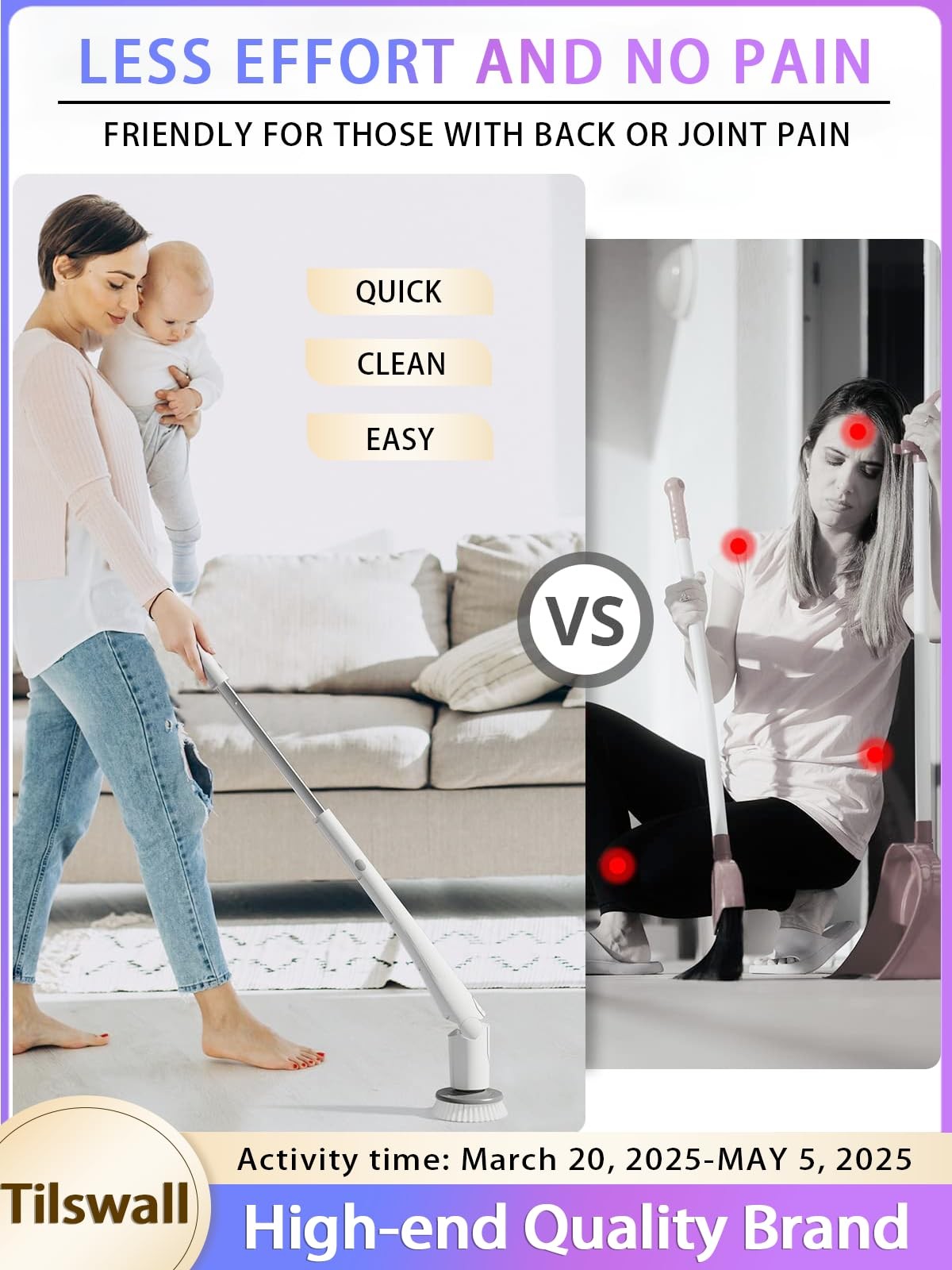Cordless Electric Spin Scrubber – IPX7 Waterproof Cleaning Brush with 180Min …