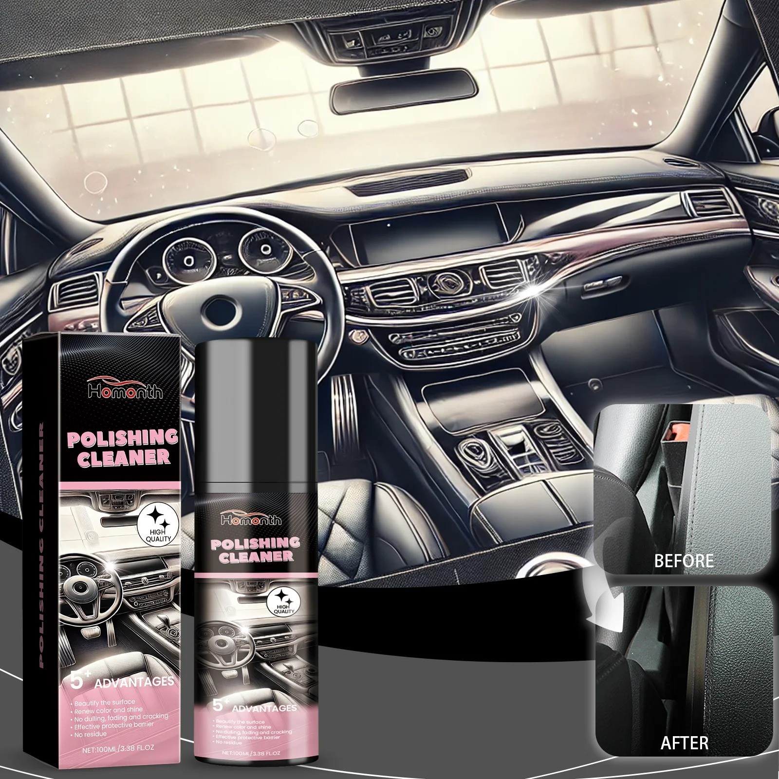 3PCS Car Interior Cleaner, 2026 New Polishing Cleaner for Interior Detailing US
