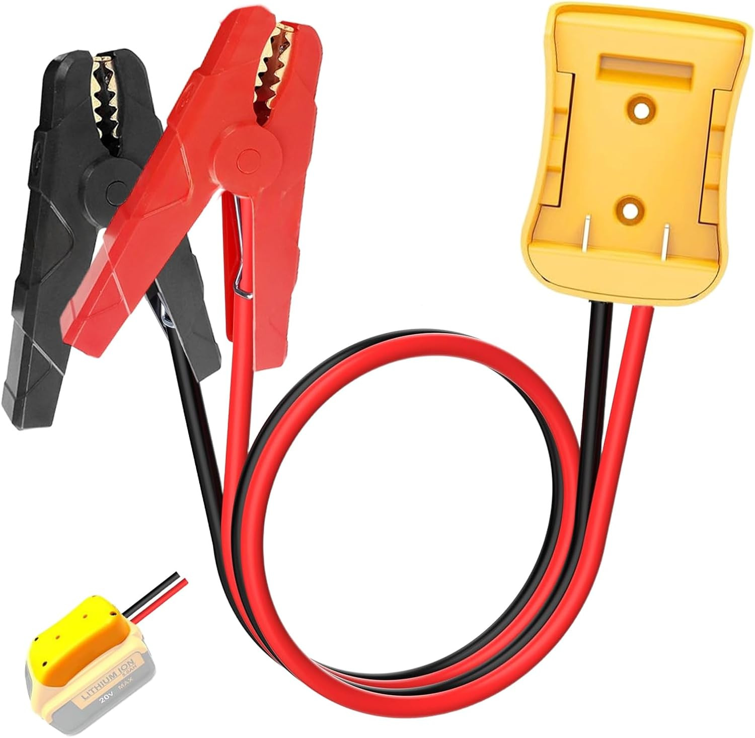 20V Jumper Cables Adapter for Dewalt- 2FT 8AWG Purple Copper, Large Clamps, Port