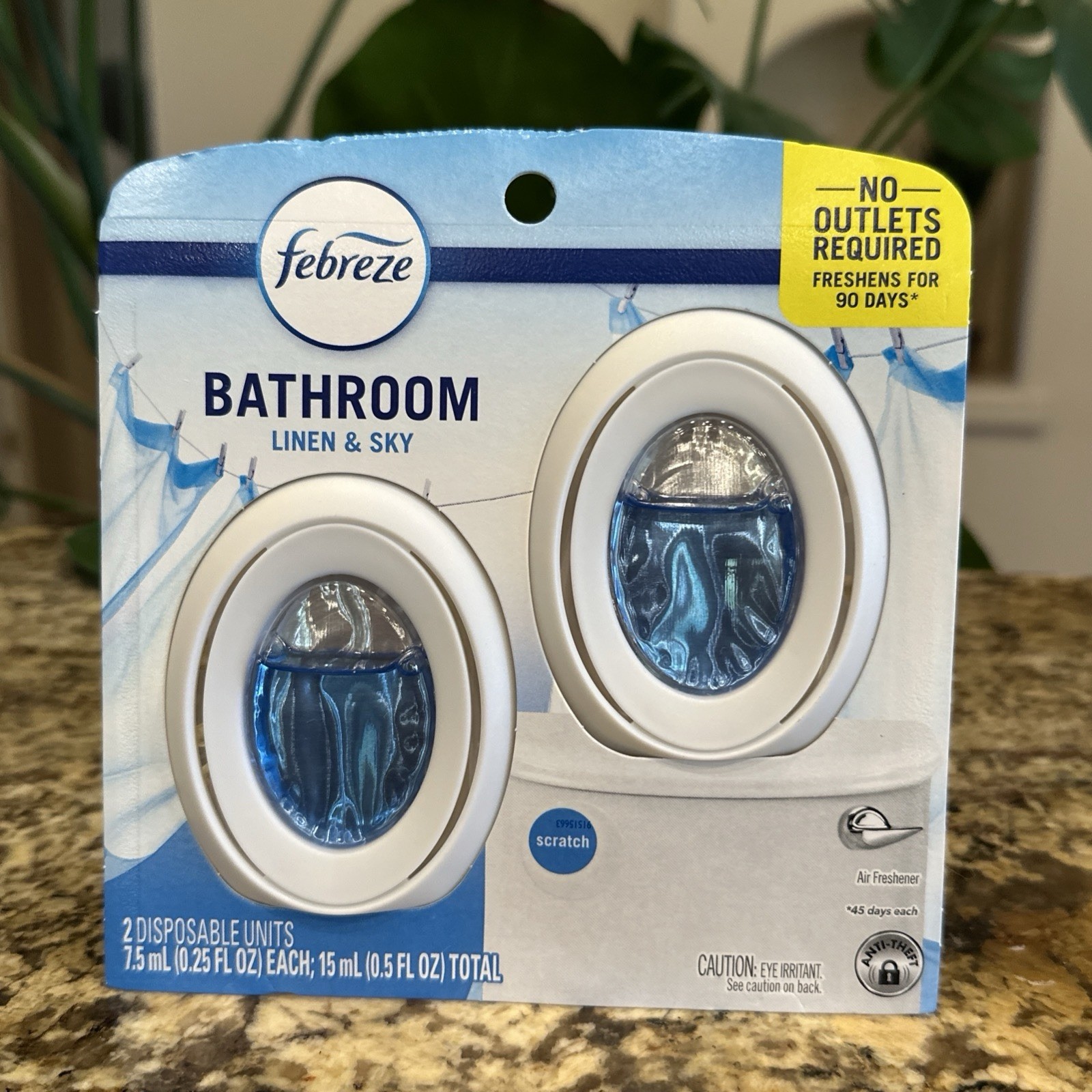 Febreze Small Spaces Air Freshener Linen Sky Odor Eliminator 0.5 Fl Oz 45 Days