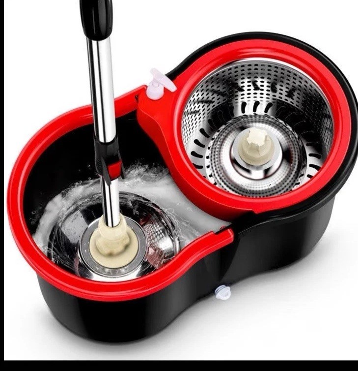 Spin Mop and Bucket with Wringer Set, 360°stainless steel Spinning Mop 4 Refills