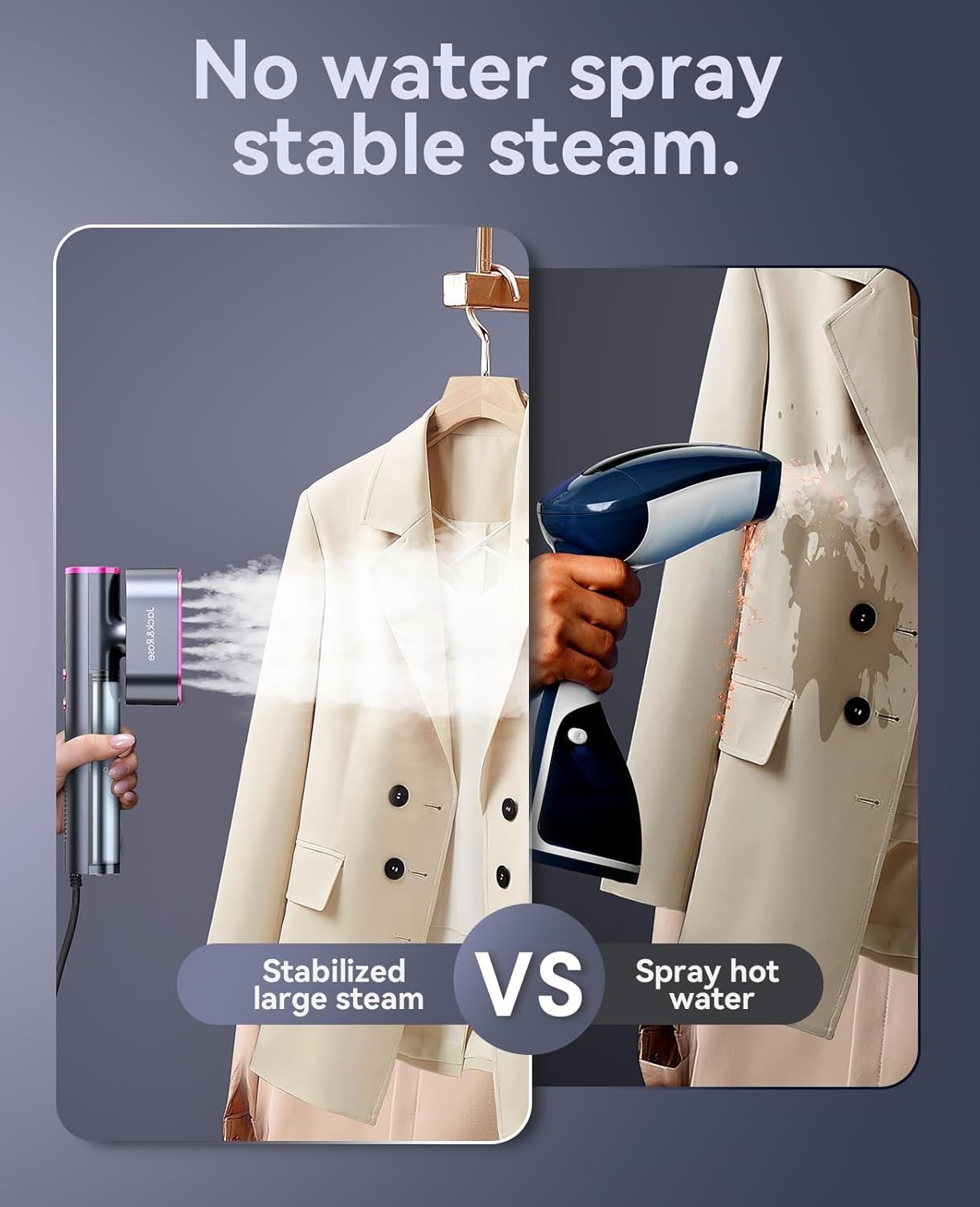 Jack ＆ Rose Travel Steamer for Clothes,100-220V Portable Iron,15s Heat Up,Steame