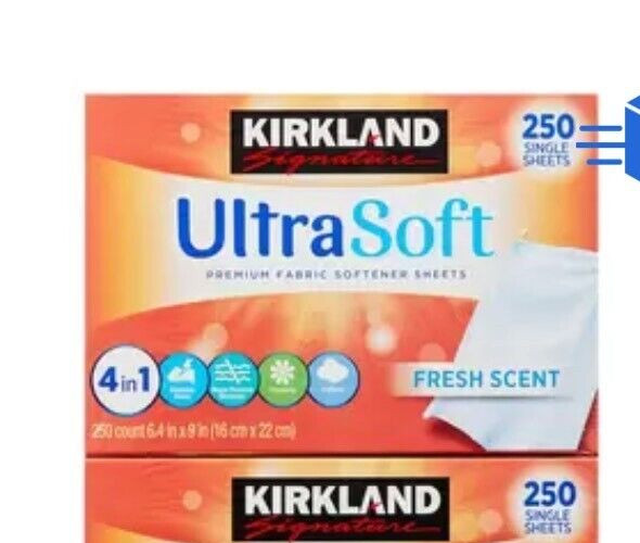 Kirkland Signature Fabric Softener sheets 250 Single Sheet Laundry Dryer Refresh