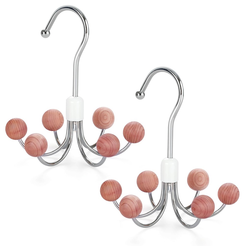Hoodie Hangers 2-Pack with 6 Balls, 360°Swivel Purse Hanger, Scarf Hanger,4503
