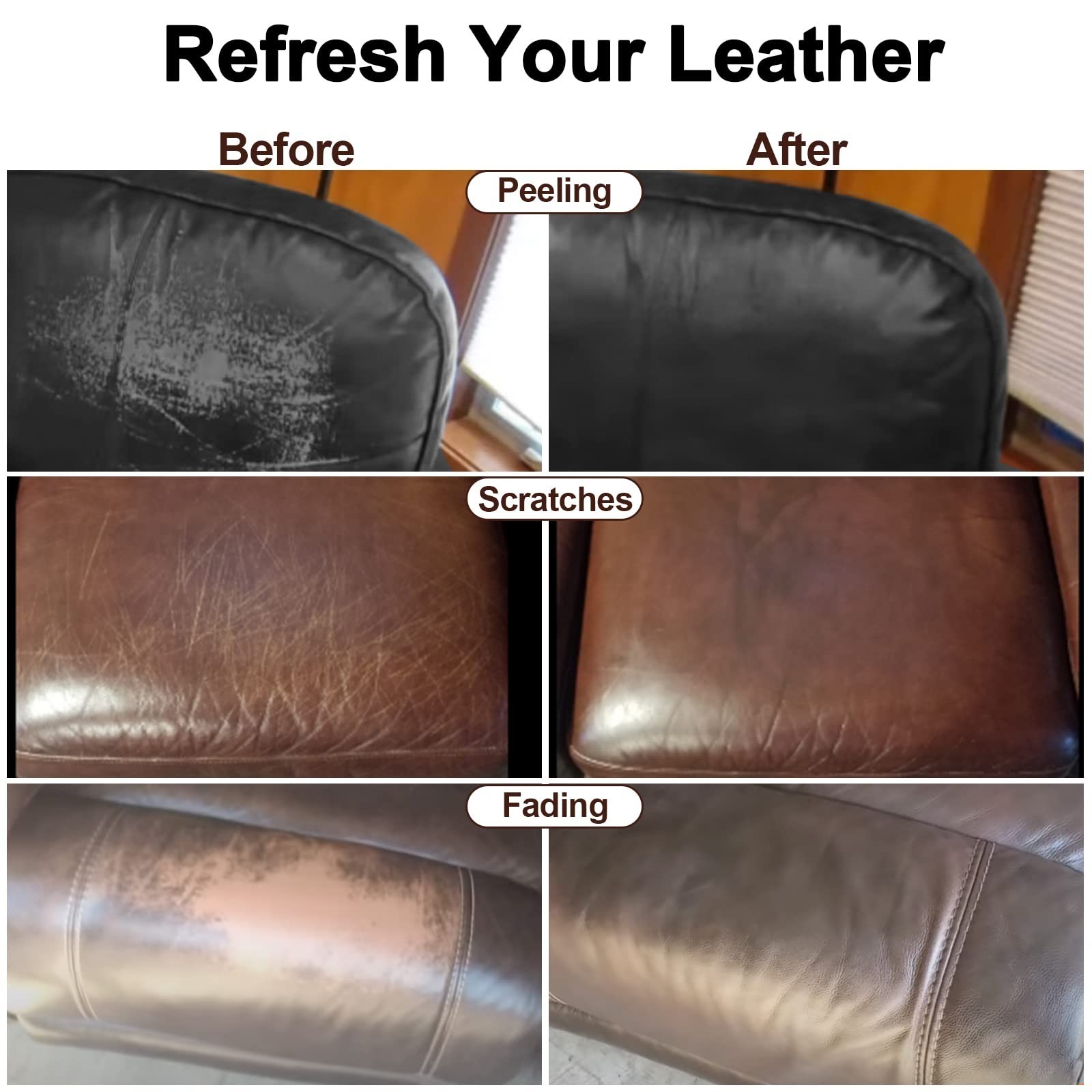 Dark Brown Leather Recoloring Balm, Leather Repair Kit for Furniture, Leather…