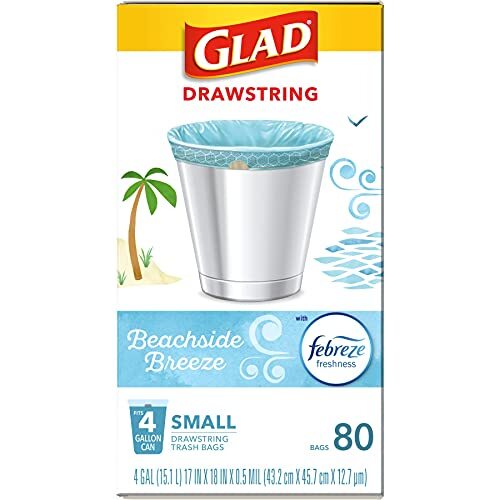 Glad 4 Gallon Drawstring Trash Bags 80 Count Blue Febreze Freshness Odor Control