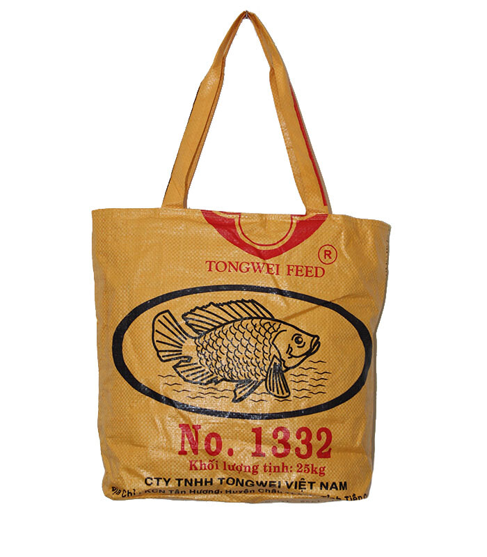 Recycled Fish Feed Bag Large Deluxe Beach Tote Fair Trade from Cambodia