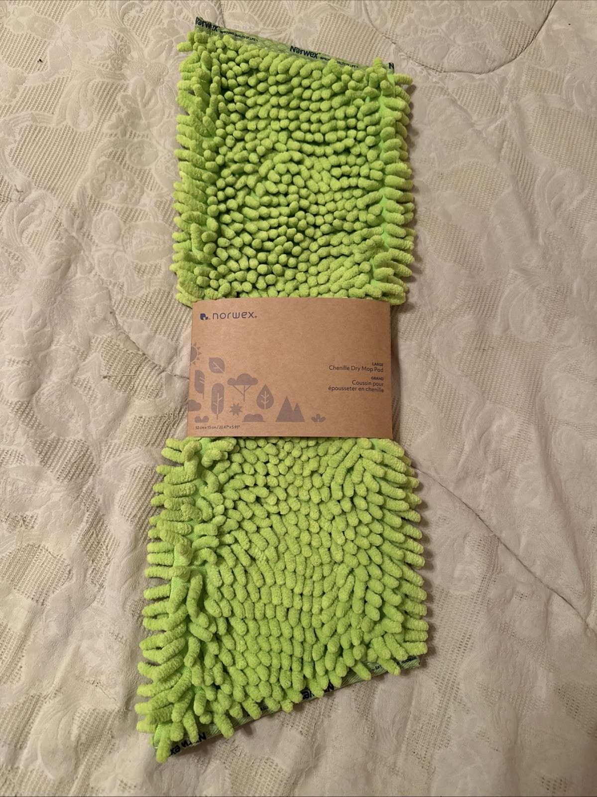 NEW NORWEX Chenille Dry Mop Pad Large Microfiber Wood Tile Floor Pet Hair Duster