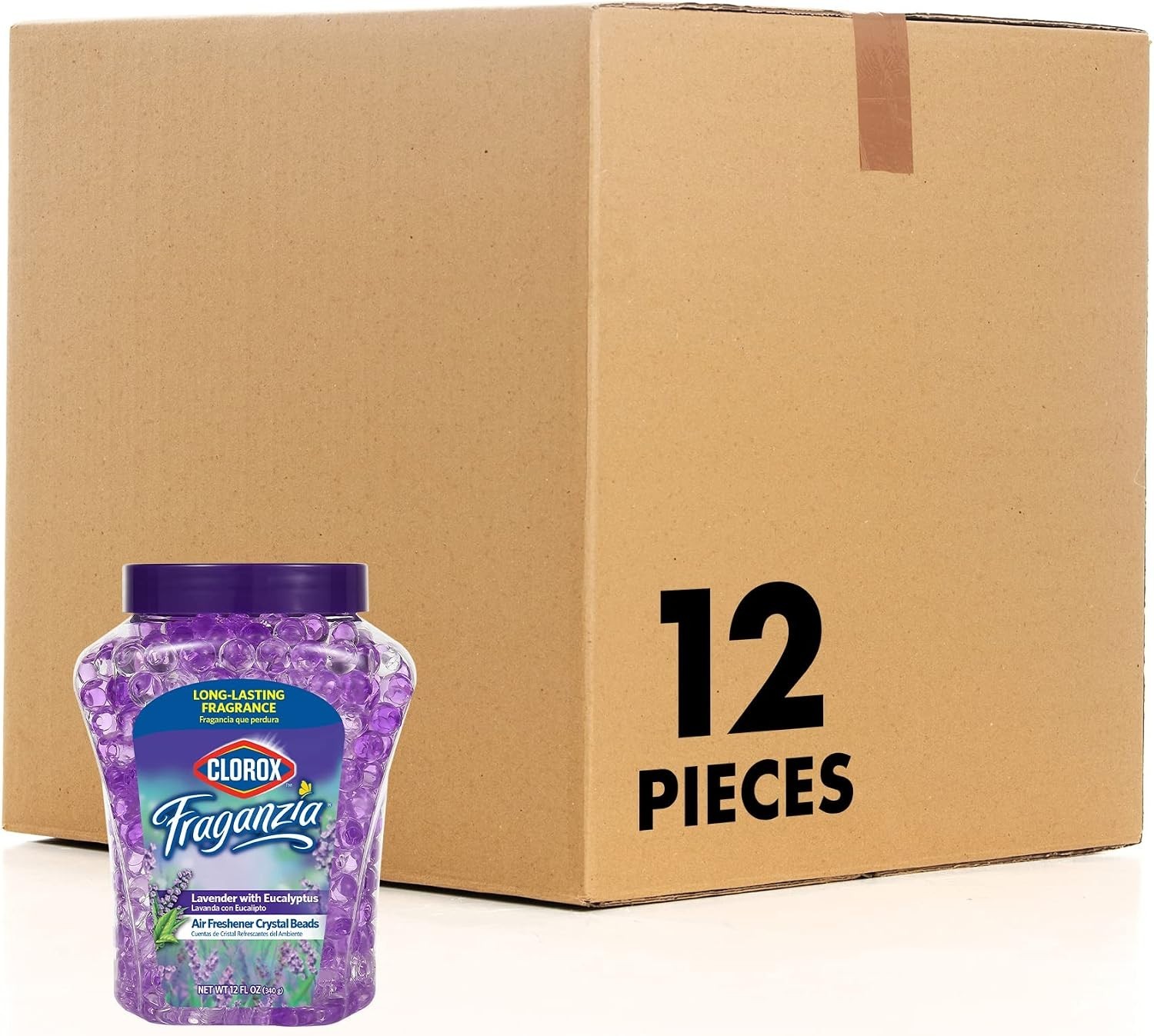 Long-Lasting Crystal Beads Air Freshener – Lavender & Eucalyptus, 12 Fl Oz Jars