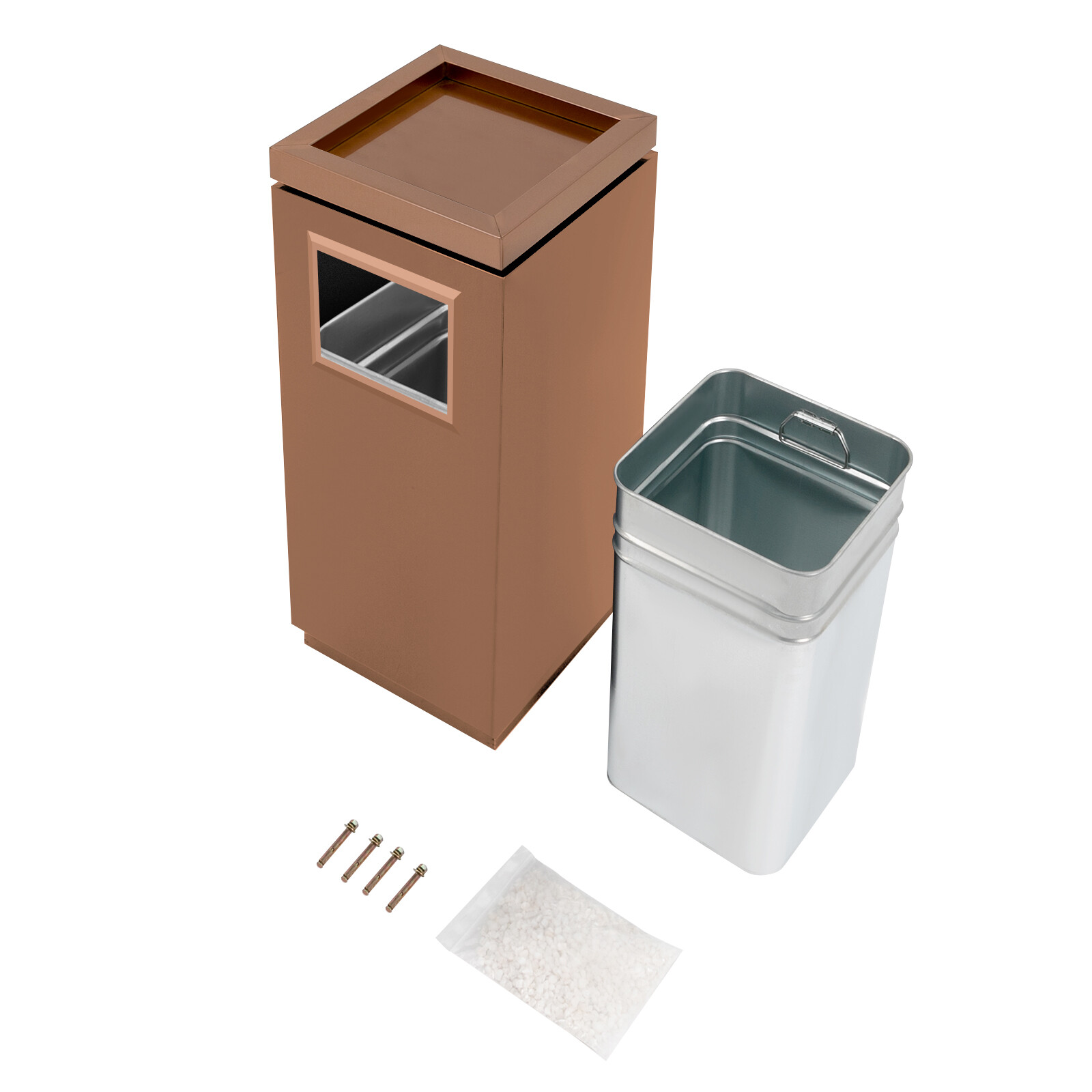 15L Trash Can Commercial Trash Can 2in1 Stainless Steel Garbage Can with Ashtray