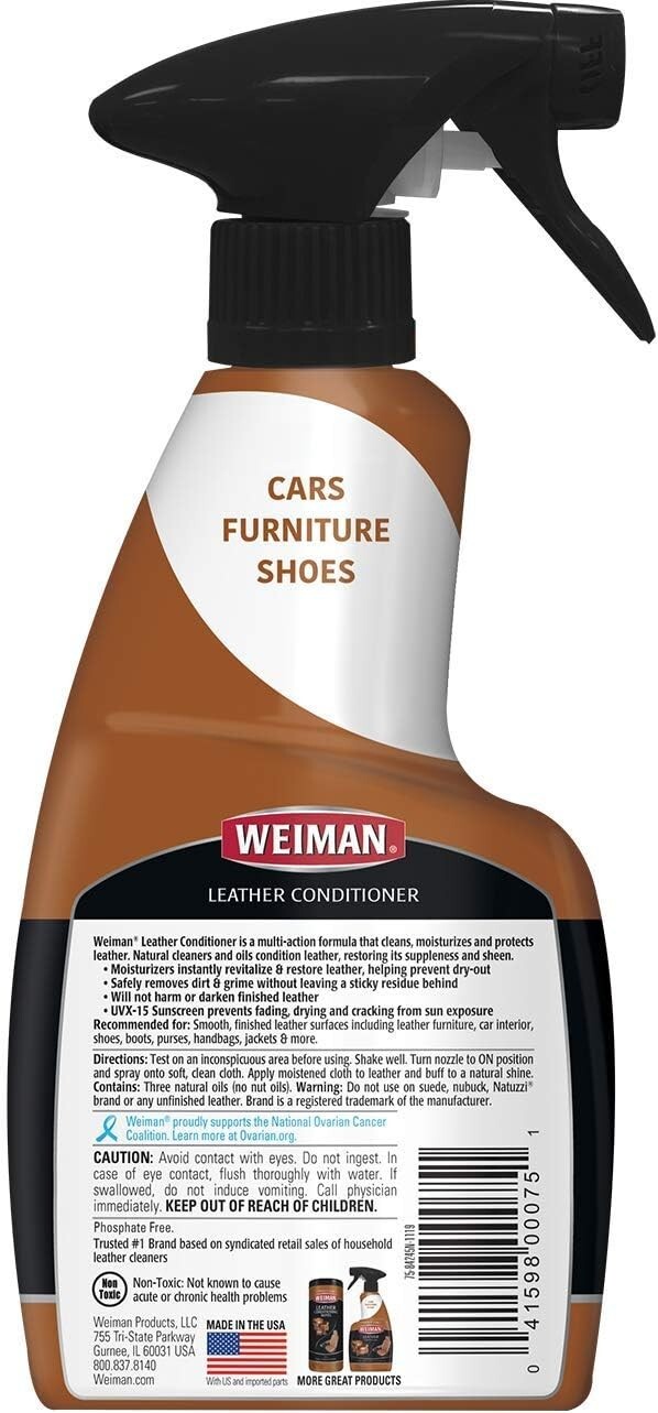 Weiman LEATHER CONDITIONER CLEANER Protect Restore Car Auto Seat Sofa 12oz spray