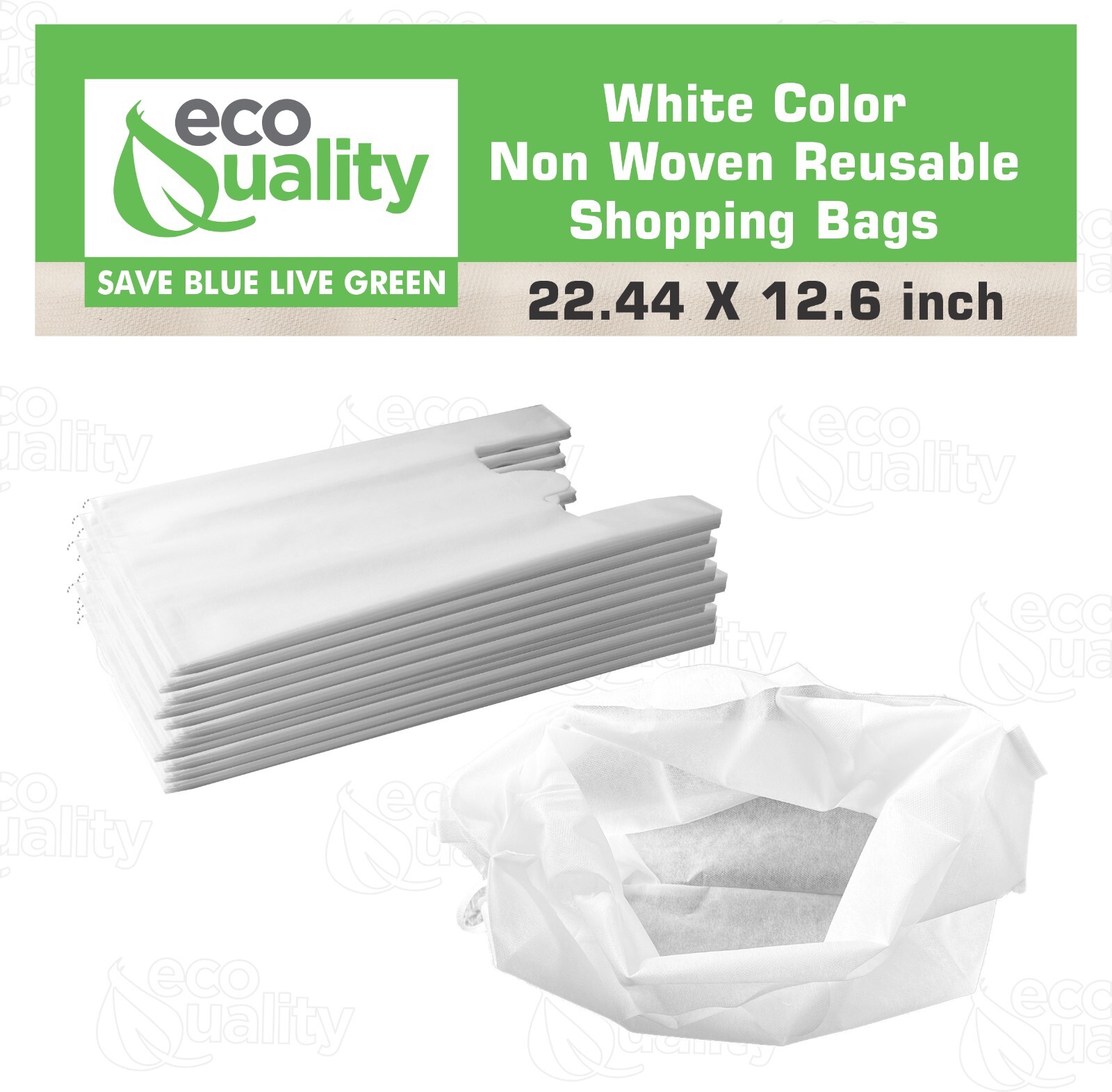 Non Woven T-Shirt Shopping Grocery Bags White Reusable Large USA MADE 600pcs
