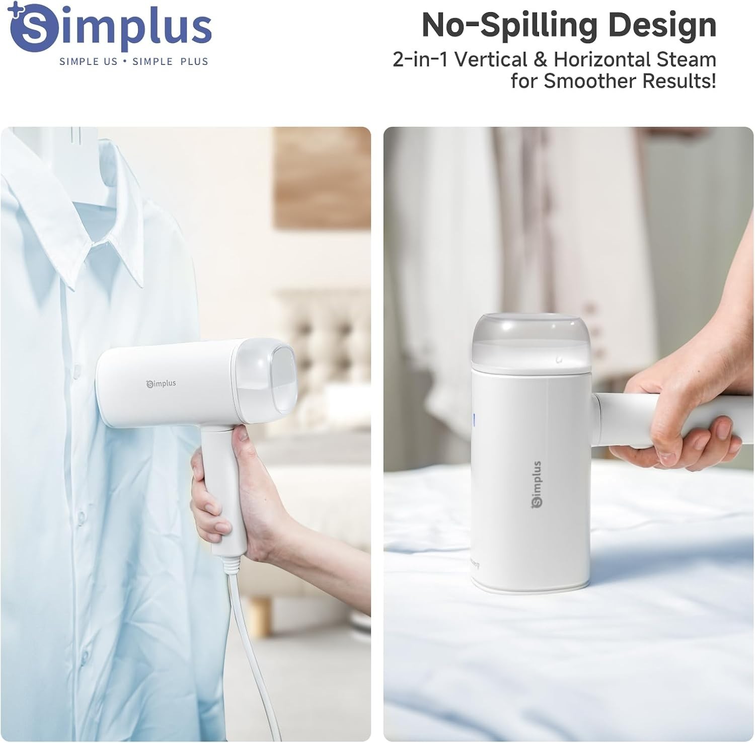 Simplus Travel Steamer for Clothes, Foldable 1200W Handheld Mini Steamer