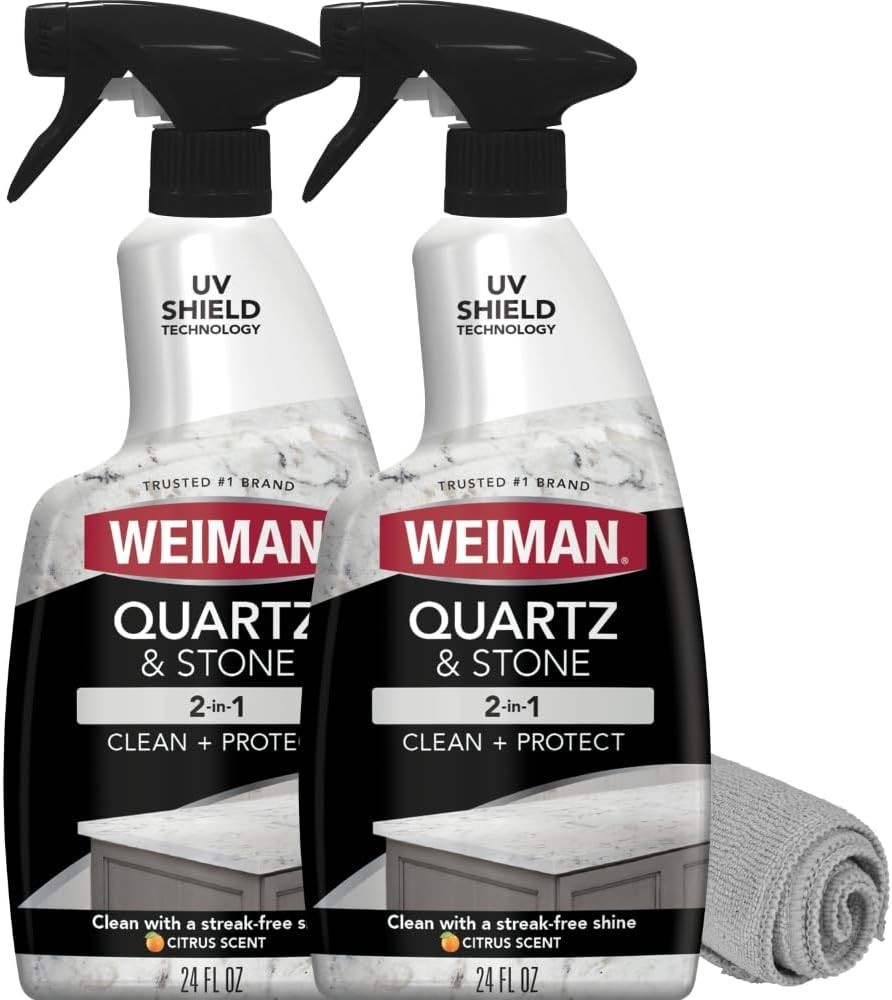 Quartz Countertop Cleaner & Polish with Citrus Scent – No Rinse, 24 Oz (2 Pack)