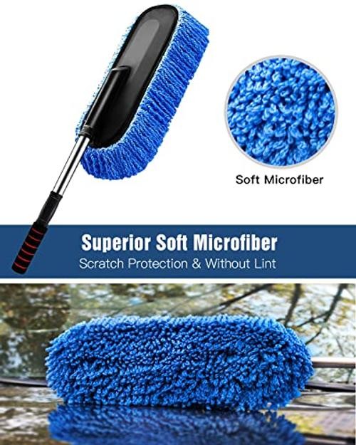 Car Duster Exterior Scratch Free Microfiber Car Cleaning Brush, 1 Pack Blue