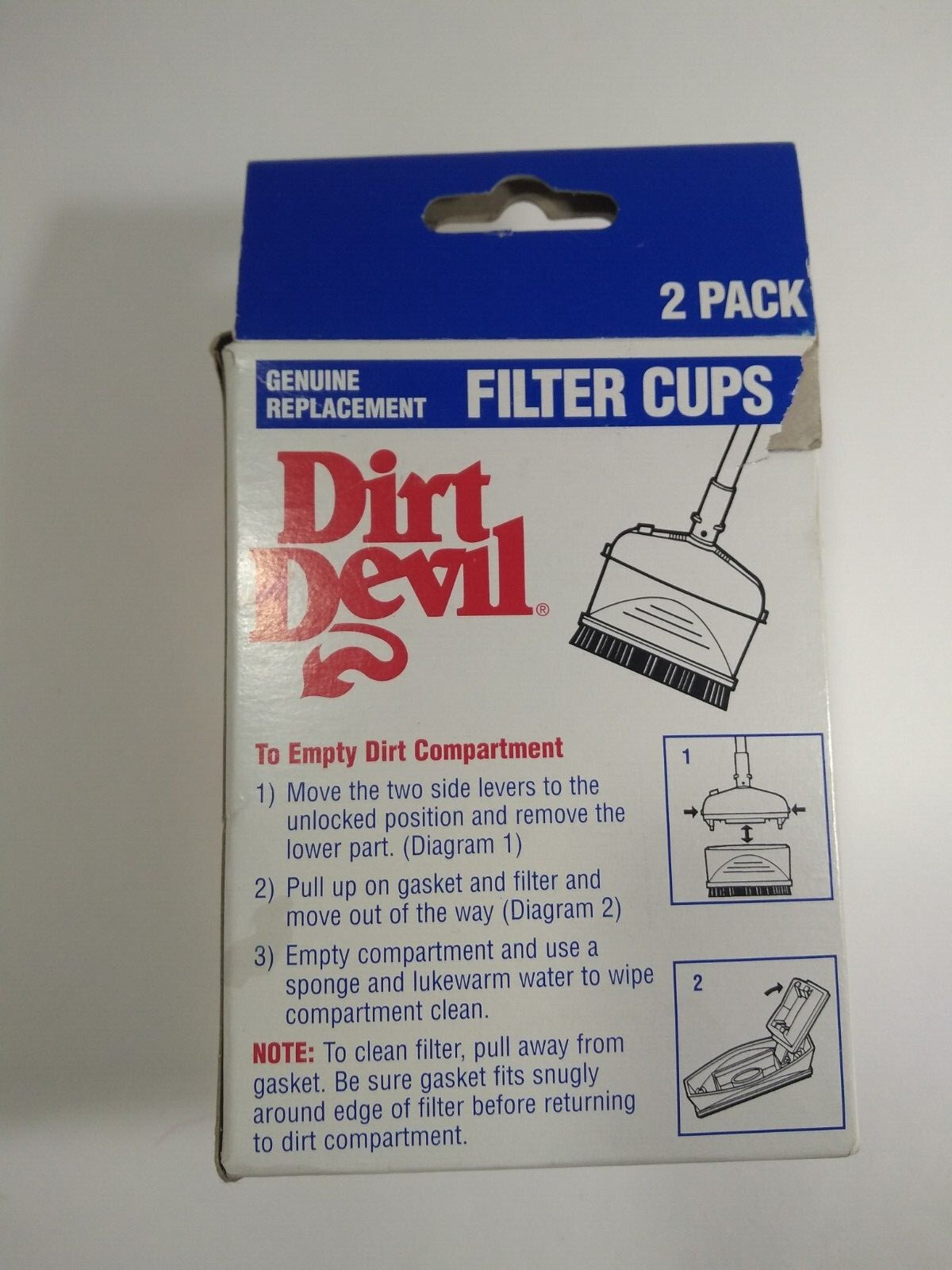 Dirt Devil Cordless Broom Vac Models Filter Cups Refill 2 Pack No. 3-200900-001