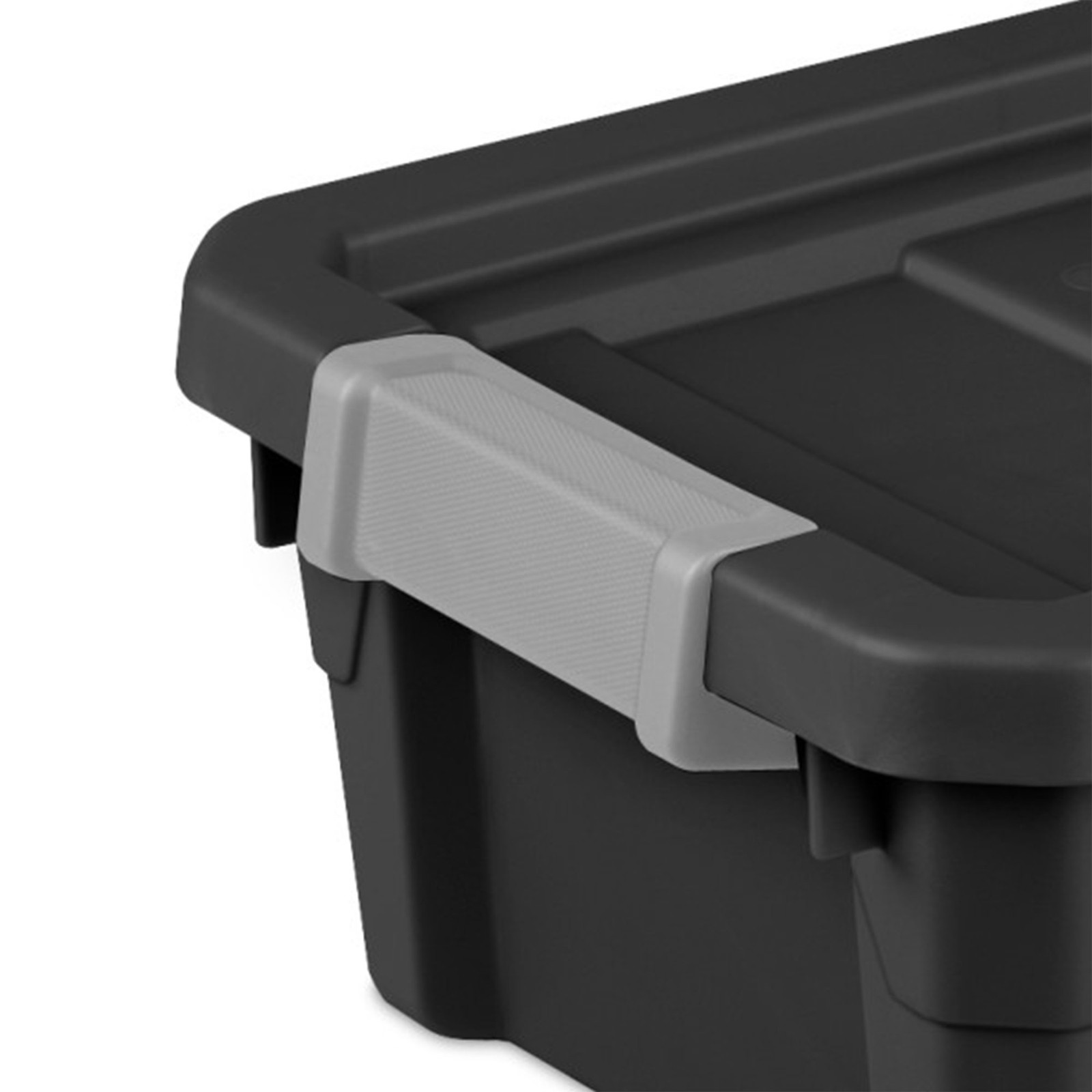 Sterilite 4 Gallon Industrial Storage Totes with Latch Clip Lids, Black (6 Pack)