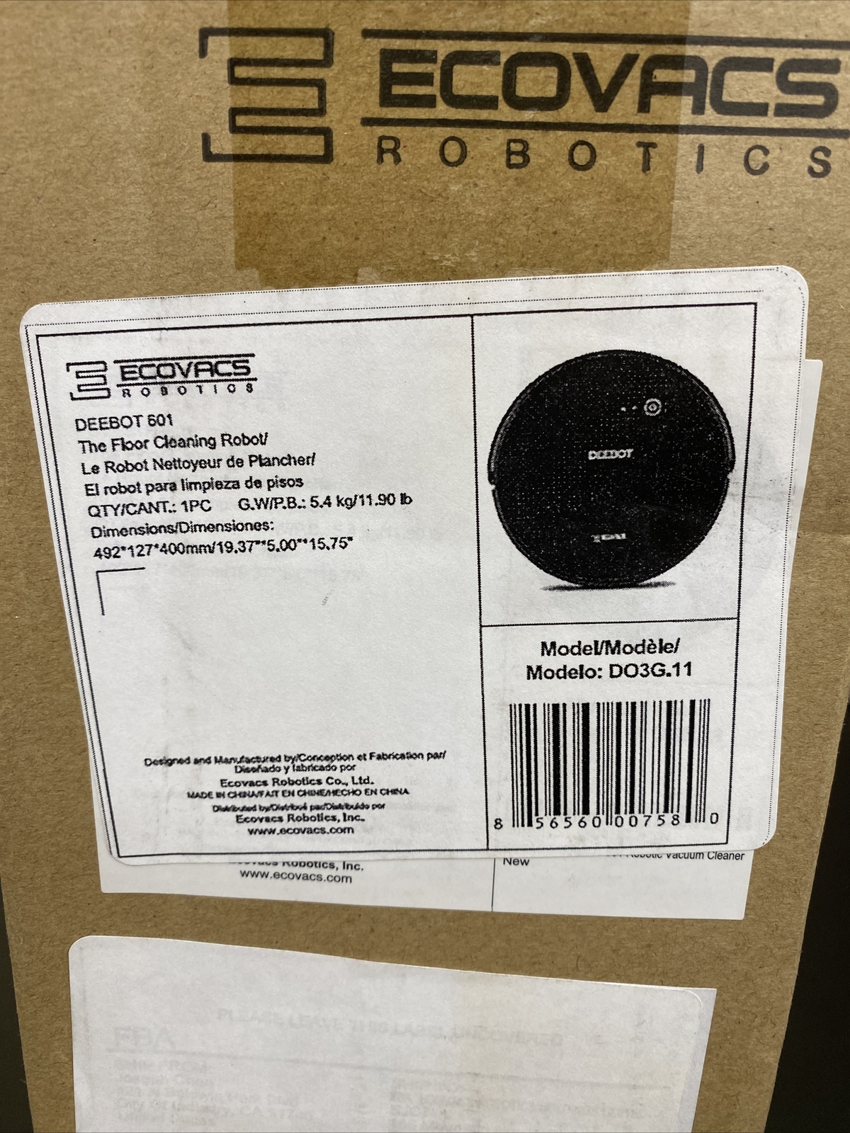 ECOVACS DEEBOT 601 Robotic Vacuum Cleaner with App Control, For Carpet & Opti…