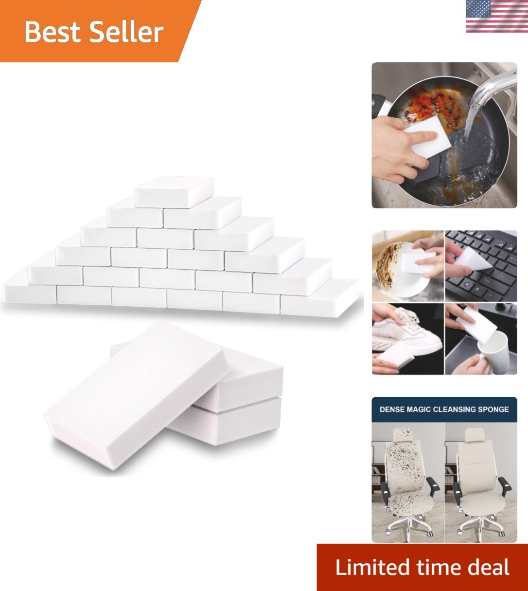 50 Eco-Friendly Melamine Sponges – Versatile Cleaning Solution for Every Surface