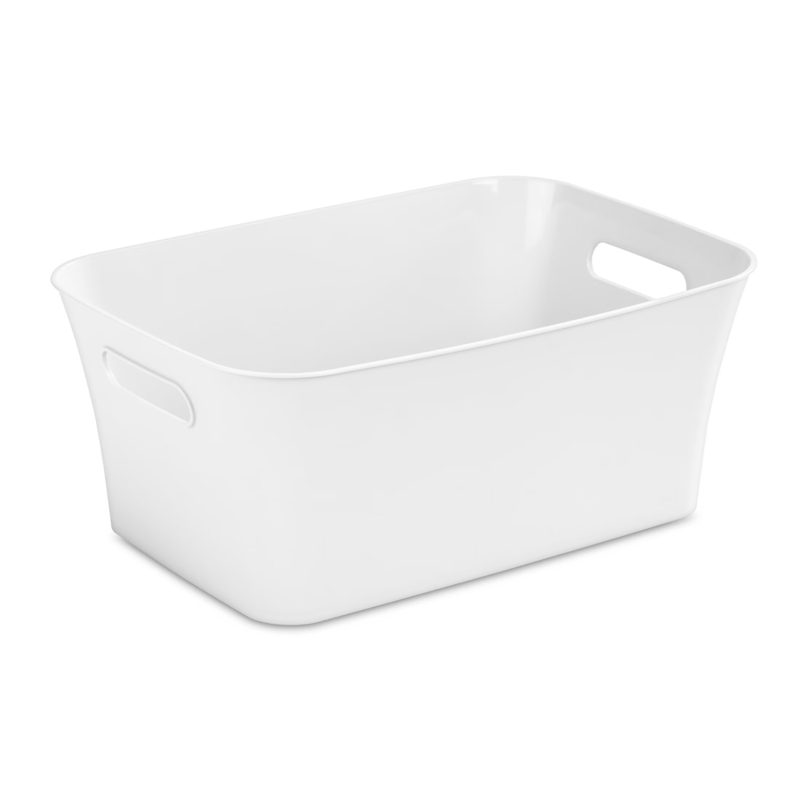 Mainstays Medium White Plastic Storage Bin, 13.8 in x 9.5 in x 5.8 in (4 Pack)