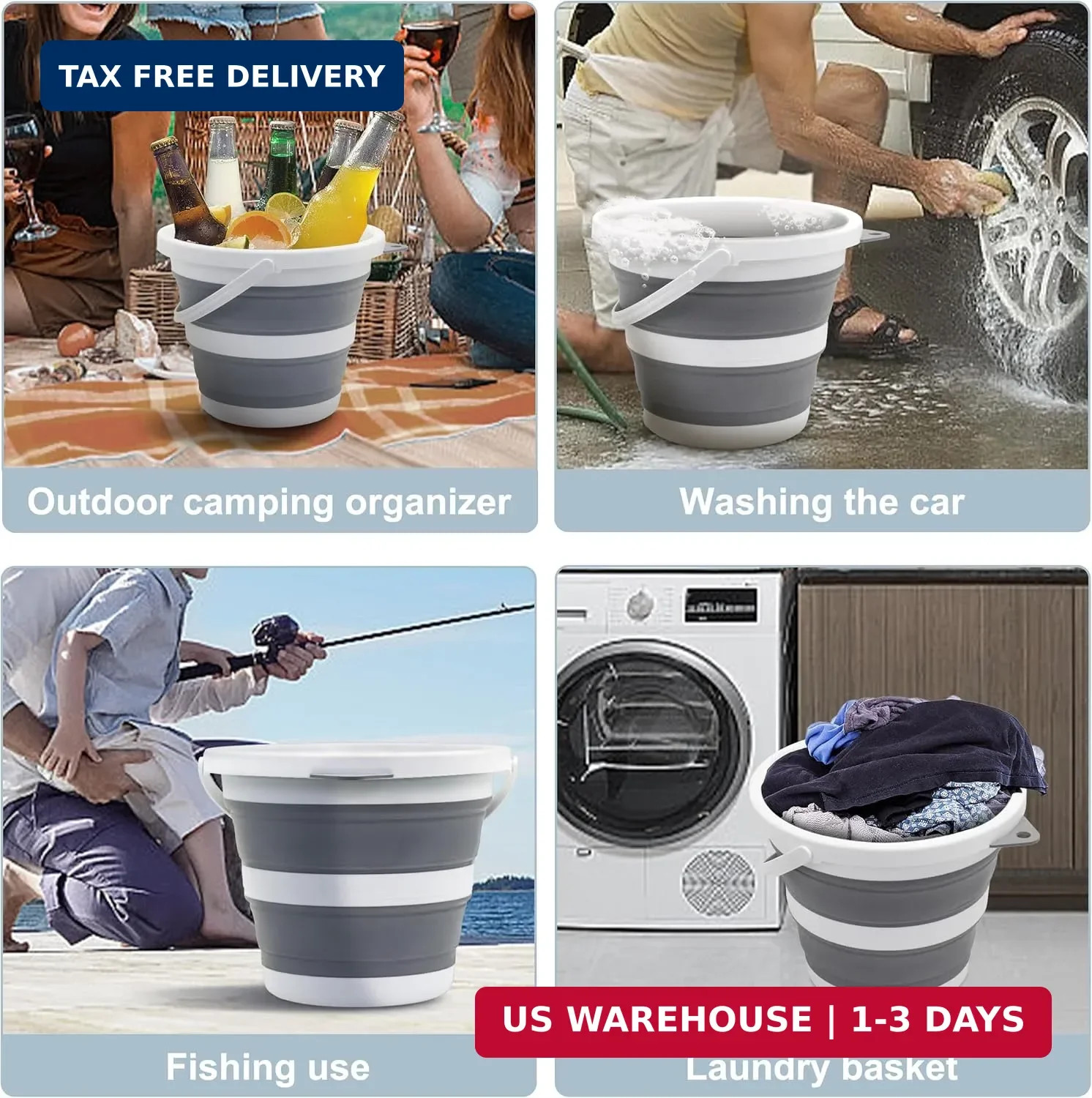 Small Collapsible Bucket 1.3 Gal/5L, BPA-Free – Space-Efficient, Portable Foldab