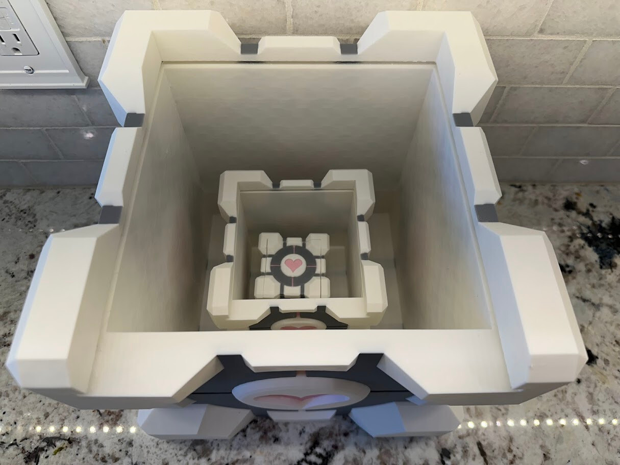 Portal-Inspired Weighted Companion Cube Storage Containers with Removable Lid