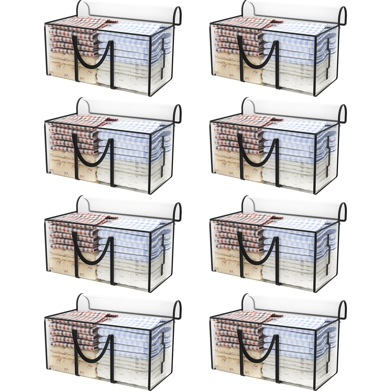 25.6 Gal Extra Large Moving Storage Bags Zippers Handles Heavy Duty 8 PCS