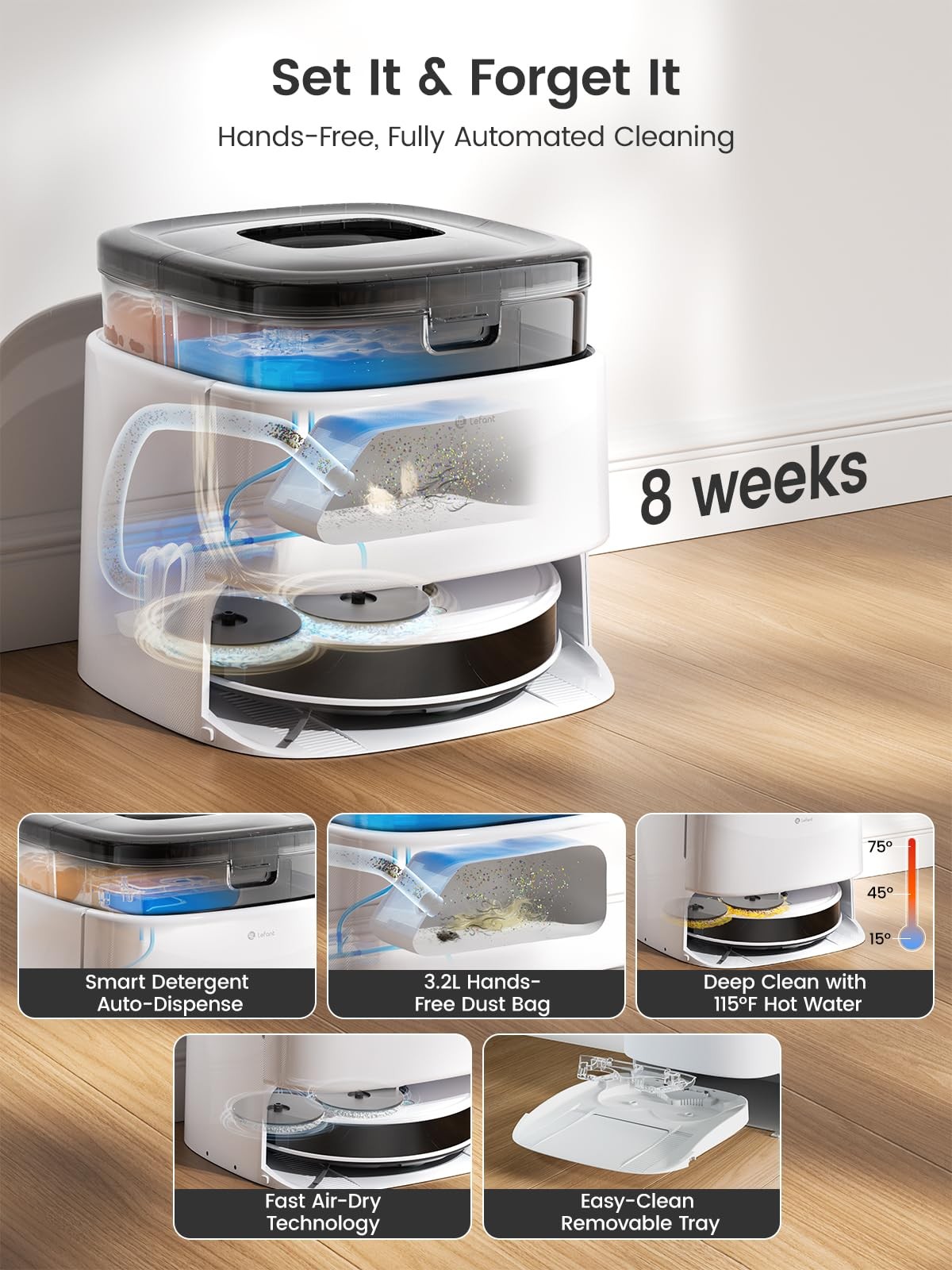 LiDAR Robot Vacuum and Mop, 12000Pa Suction, 90-Day Self-Emptying, Obstacle A…
