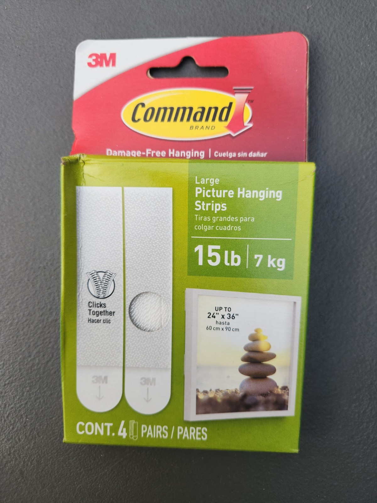 (6 Pk) Command Large Hanging Strips, 15 lb., White, 4 Pairs/Pack (17206-ES)