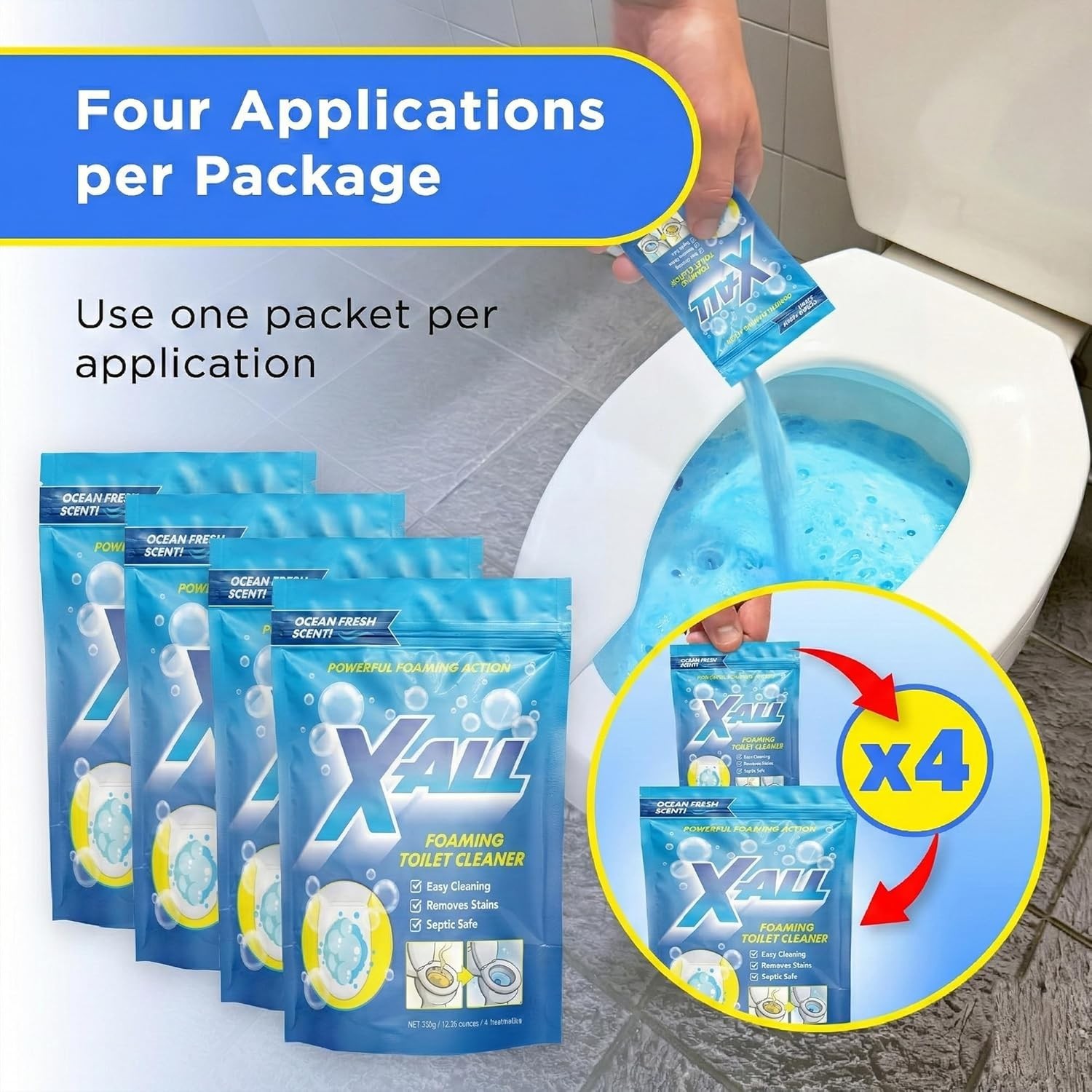 Foaming Toilet Cleaner, Self-Activating Powder for Deep Cleaning, Fights Stai…