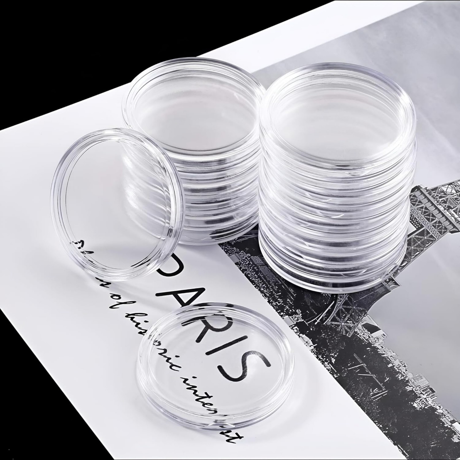 50pack 40mm Coin Capsules For 1oz Silver Bullion w/Box+7 Sizes Sponge Gaskets US