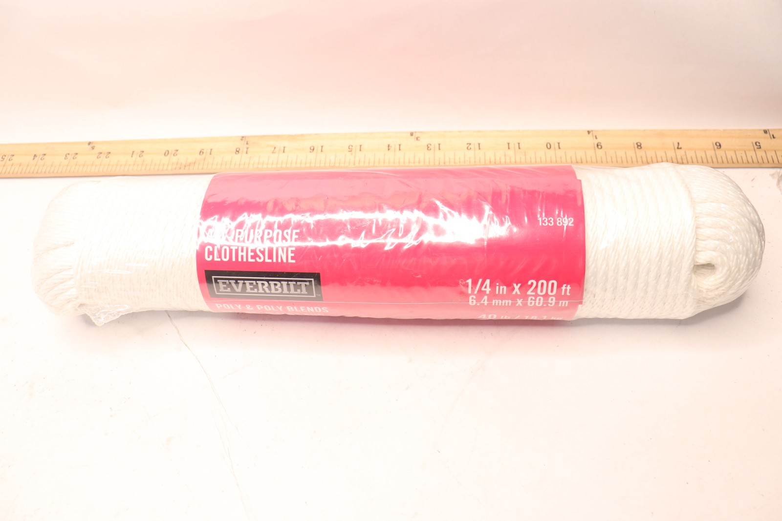 Everbilt 1/4 in. x 200 ft. Braided Polyester Clothesline, White