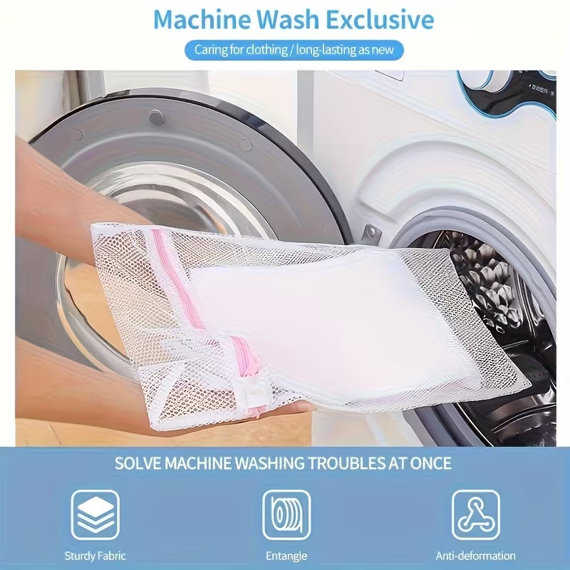 Mesh Laundry Bags Heavy-Duty/ Delicates with Non Rust Zipper- White Laundry Bag