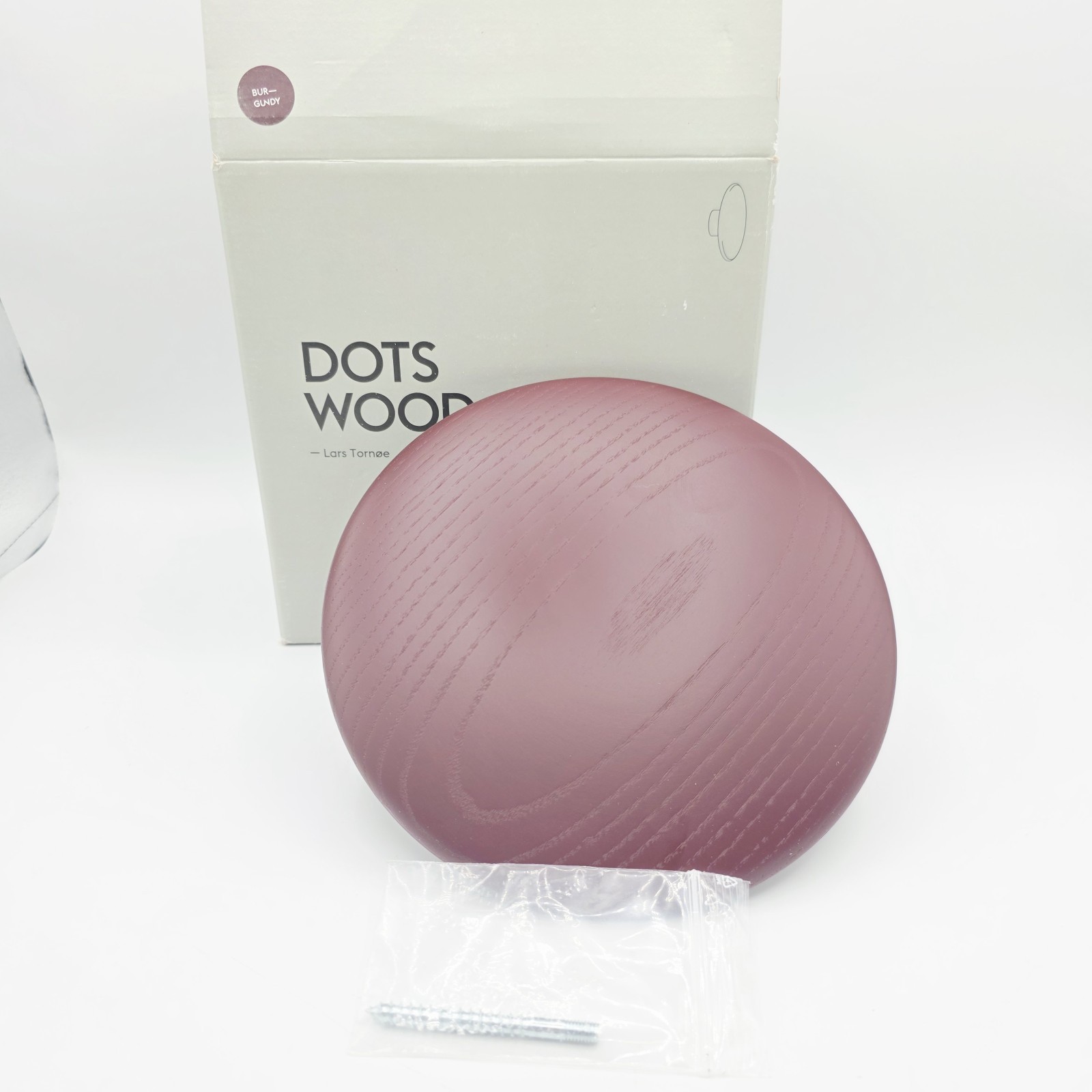 NIB Muuto The Dots Burgundy Lars Tornoe Large Wood Wall Coat Hanger 17cm 7.75″