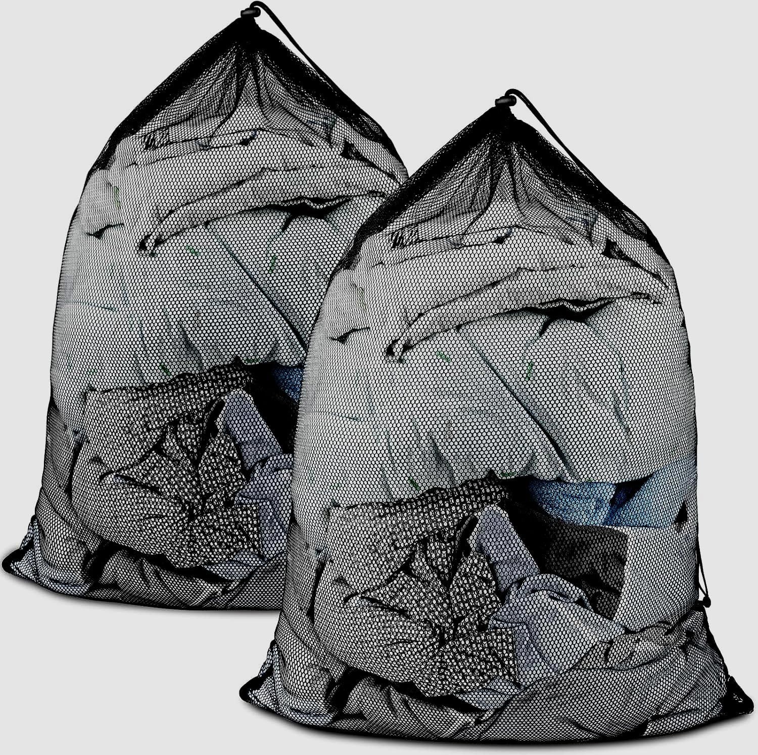 2 Pack Large Mesh Laundry Bags, 24 x 36 Heavy Duty Strong Drawstring Dirty Cl