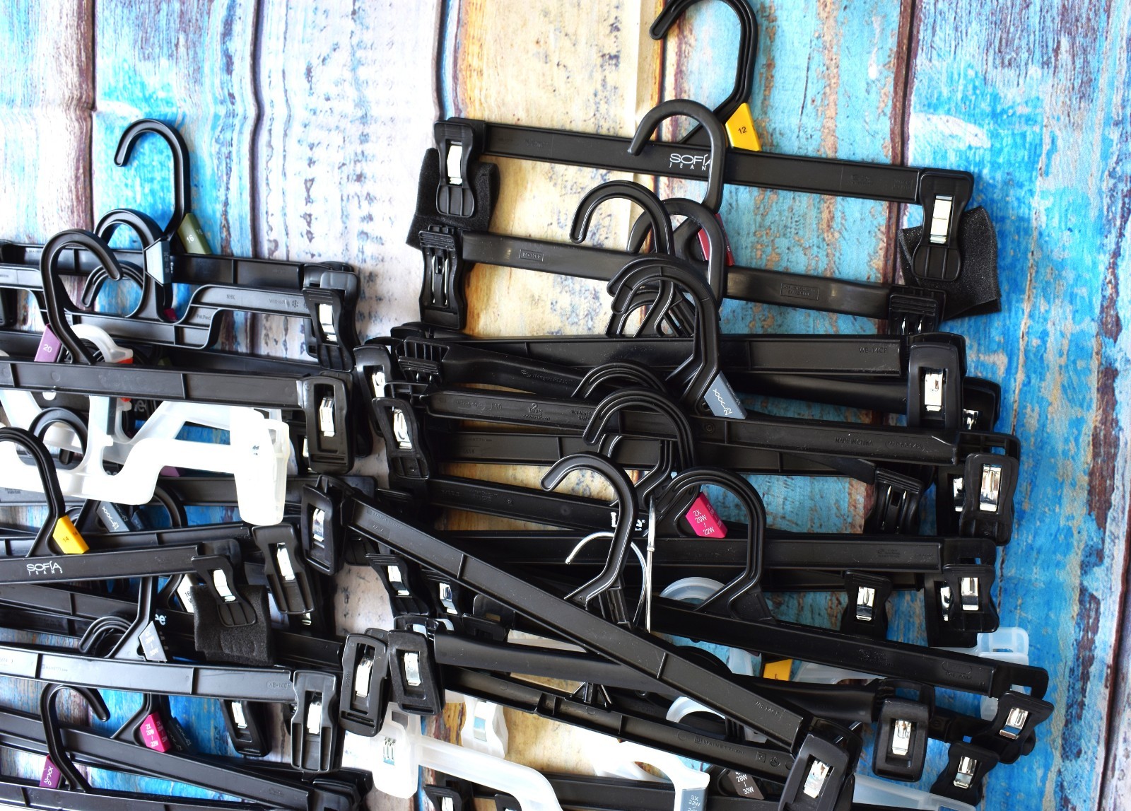 14” Duty Plastic Pants Hangers, Black Skirt Hanger Miscellaneous LOT OF 70