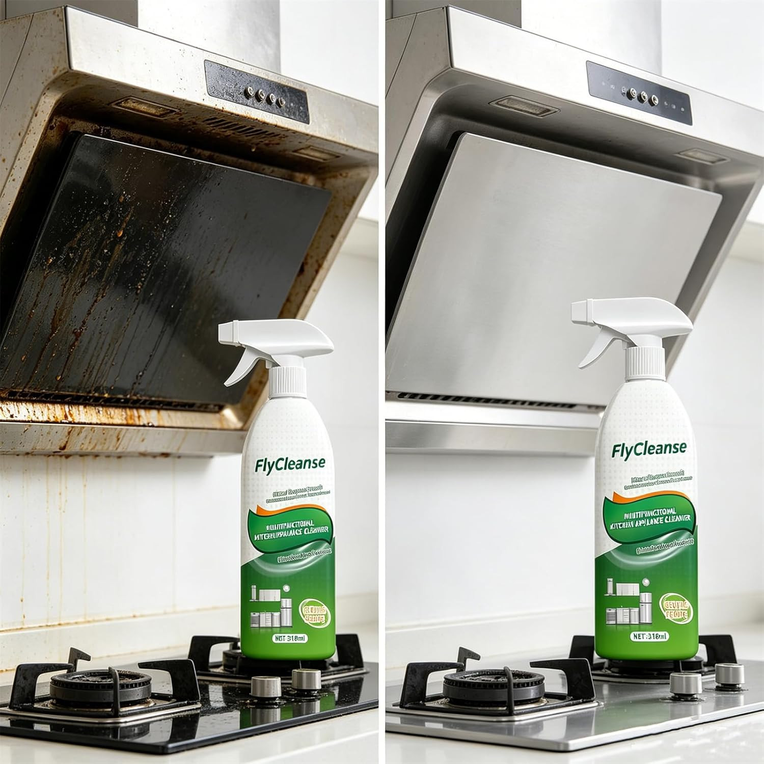 Heavy Duty Oil Stain Remover, Multi-Purpose Kitchen Cleaner for Cooktop, Grease,