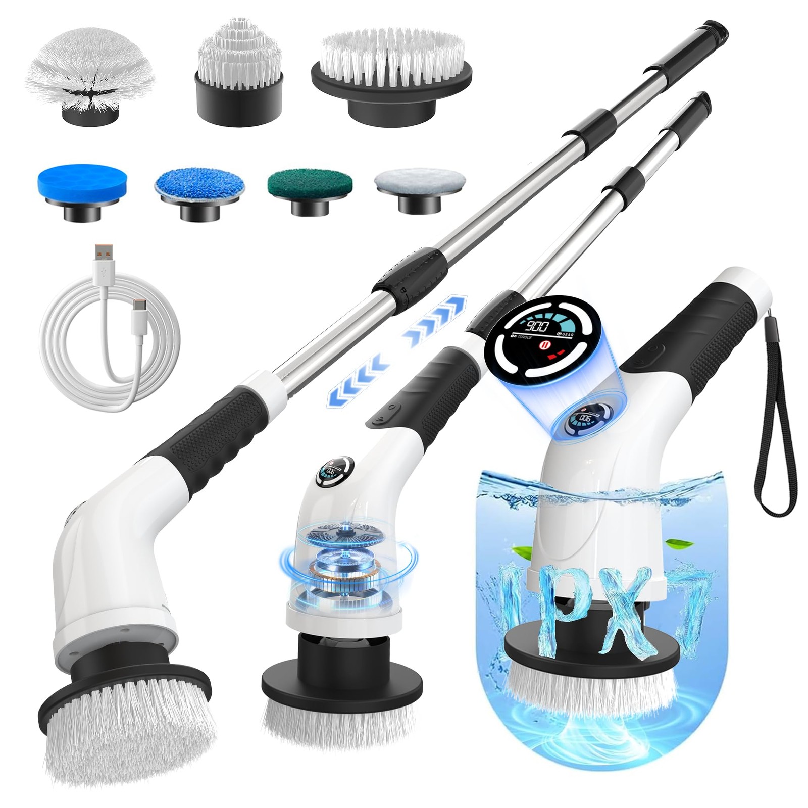 Electric Spin Scrubber, Cordless Cleaning Brush with 180 Min Runtime, 3-Speed…