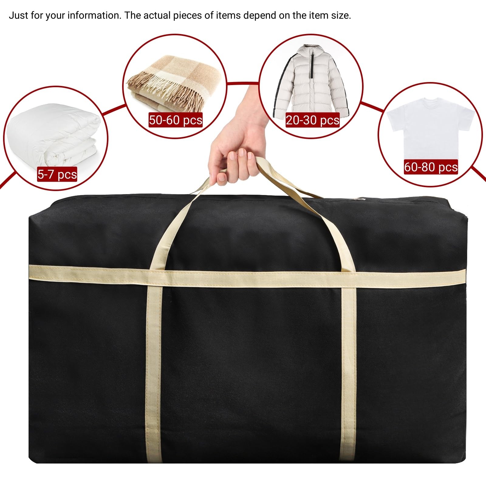 4 Pieces Extra Large Moving Bag 150L Heavy Duty Storage Quilt Blanket