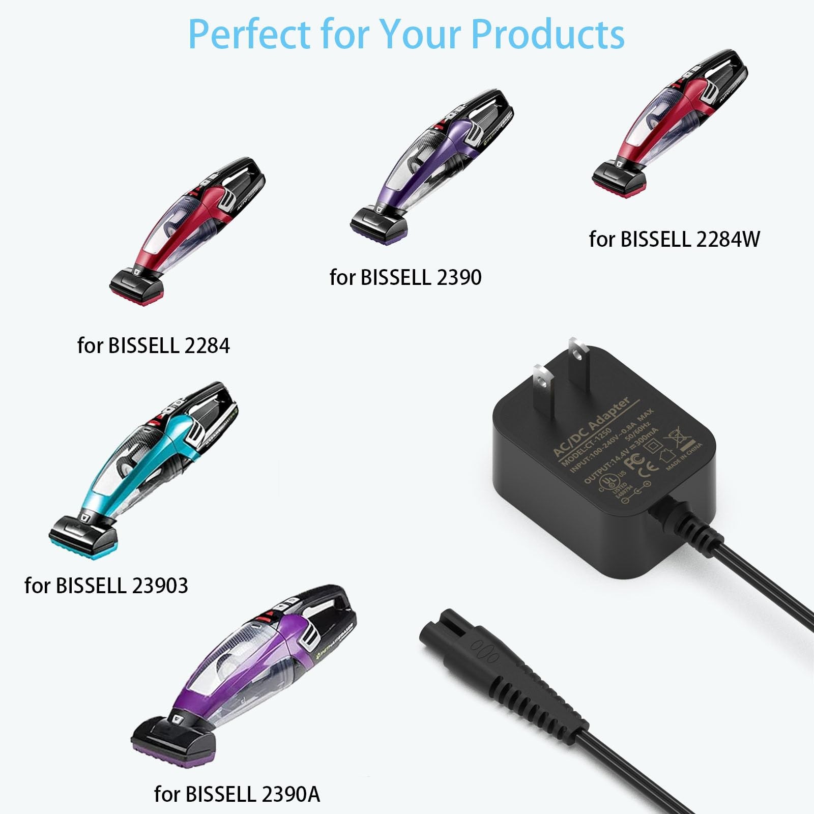 Replacement for Bissell Pet Hair Eraser Charger Charging Power Cord Black
