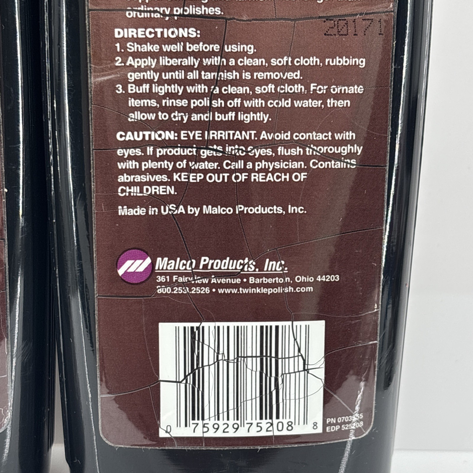 Twinkle Brass & Copper Polish Anti-Tarnish Protection 8 oz Malco USA Vintage NOS