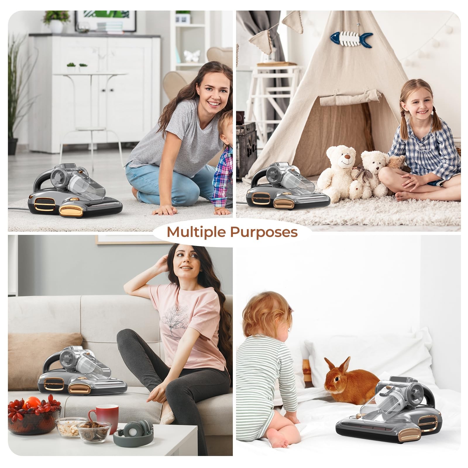 JIGOO T600 Bed Vacuum Cleaner with UV-C Light, 15Kpa Suction 700W Gray