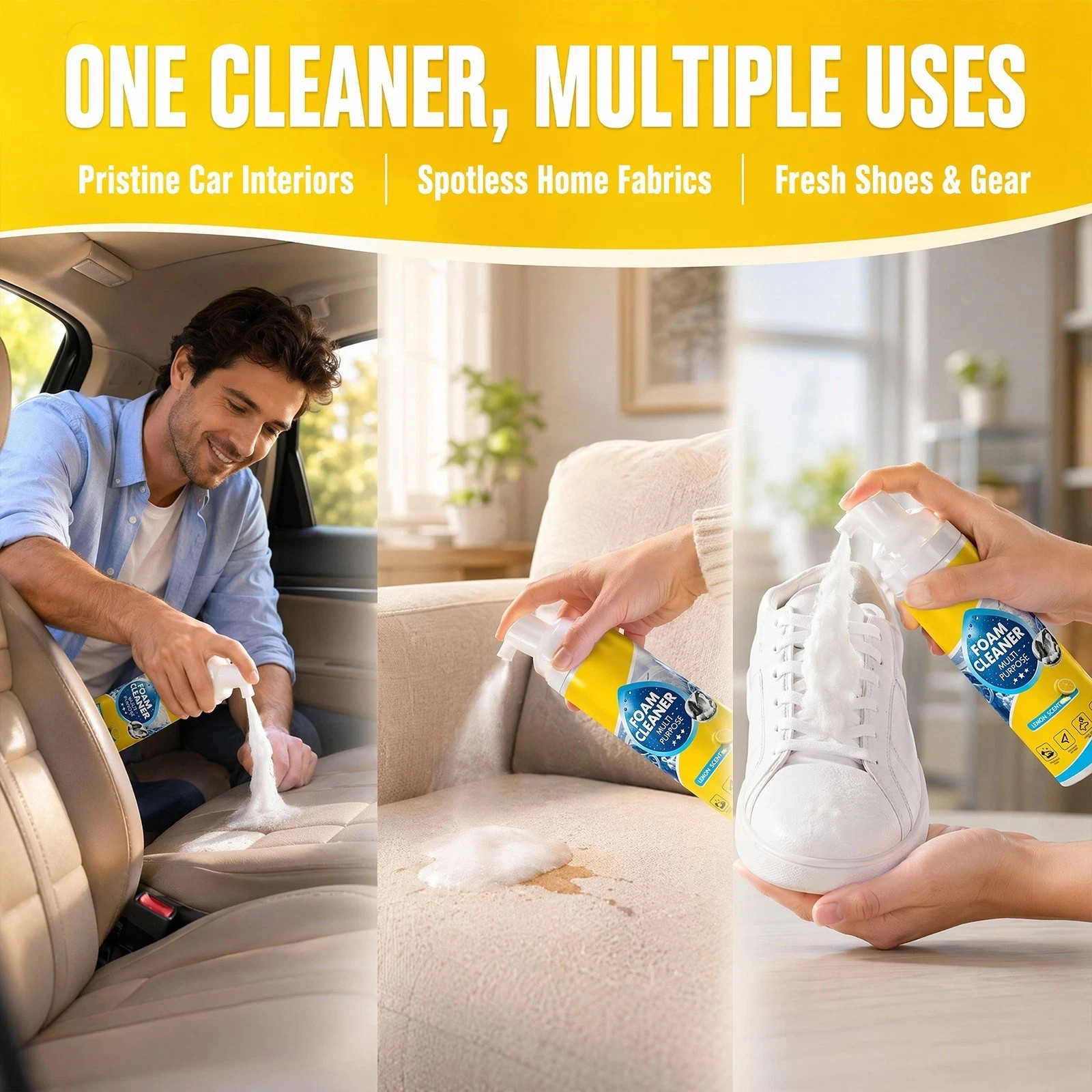 4-in-1 Multi-Enzyme Foam Cleaner, All-Purpose Spray 5oz with Sponge & Towel