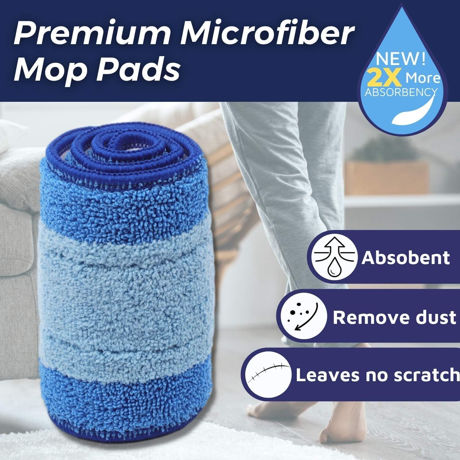 BONA (1-Pack) Mop Microfiber Deep Cleaning Pad for Hardwood, Hard Surface Floors